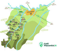 mappa valli piacentine per zone vinicole